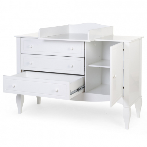 Comoda Childhome Romantic 136.8x73.3x103.4 cm cu masa de infasat, MDF Alb [2]