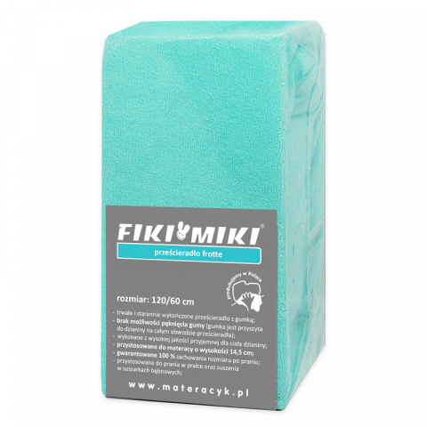 Fiki Miki - Cearsaf cu elastic din frotir Menta 120/60 cm