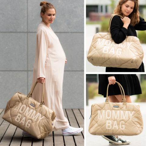 Geanta de infasat matlasata Childhome Mommy Bag Bej [6]