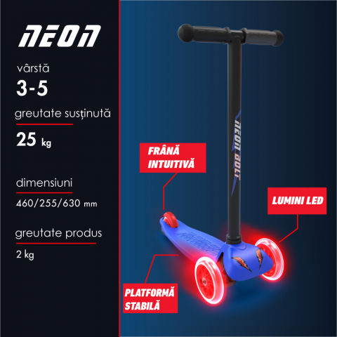 Trotineta cu 3 roti Neon Bolt Blue [4]