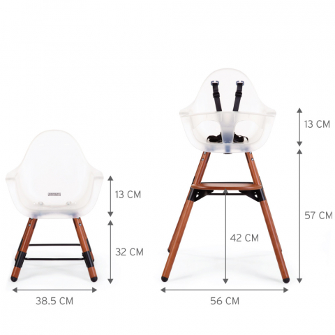 Scaun de masa reglabil in inaltime Childhome Evolu 2 Natural inchis/Alb transparent [1]