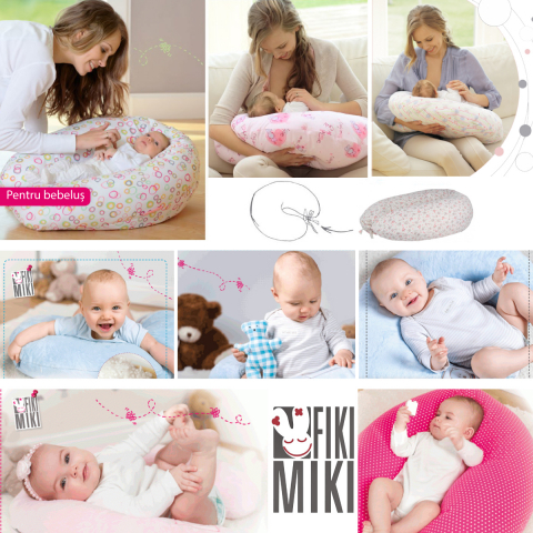 Perna Gravida 3 in 1 Husa Bumbac Gri-Roz 165 cm [4]