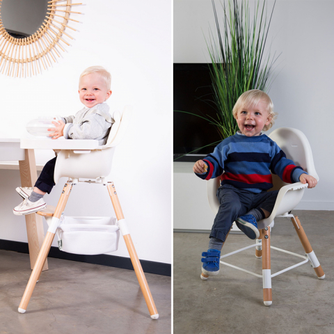 Scaun de masa reglabil in inaltime Childhome Evolu 2 Natural/Alb [6]