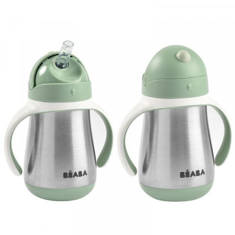 Cana cu pai din inox Beaba 250 ml Sage Green [1]