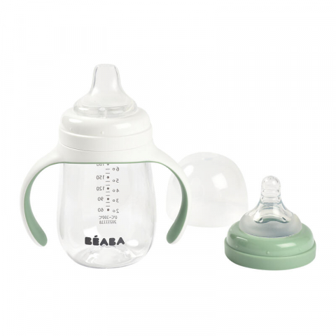 Biberon de invatare 2 in 1 din Tritan Beaba 210 ml Sage Green [1]