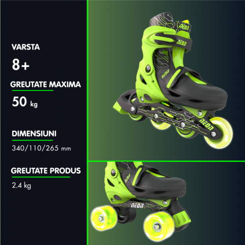 Role 2 in 1 Neon Combo Skates marime 34-37 Green [4]