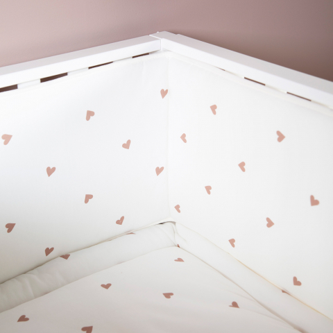 Protectie patut Childhome 35x340 cm Jerse/Muselina, Inimioare [4]
