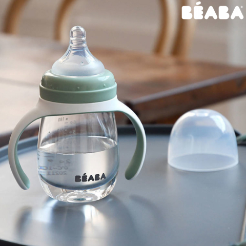 Biberon de invatare 2 in 1 din Tritan Beaba 210 ml Sage Green [4]