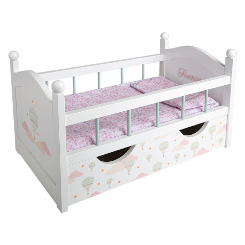 Arias - Pat din lemn cu sertar pentru papusi Arias Firenze, 52.5x29.50x32 cm