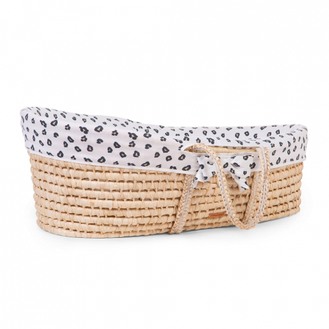 Cos bebe Childhome Moise din coji de porumb cu saltea, Husa Jerse Leopard [1]