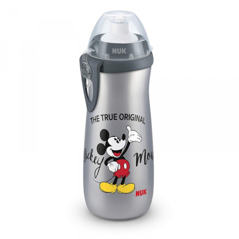 Nuk - Cana Nuk Sport Mickey Gri 450 Ml + Adaptor Push-Pull
