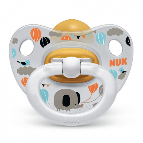 Nuk - Suzeta Nuk Happy Kids Latex M3 Transparent/Alb 18-36 luni