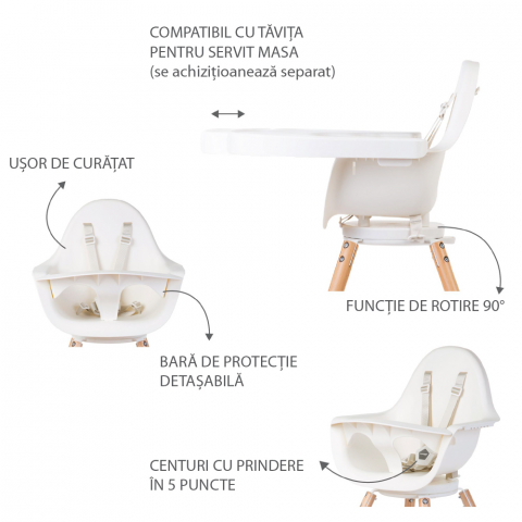 Scaun de masa reglabil in inaltime Childhome Evolu One.80, Natural/Alb [5]