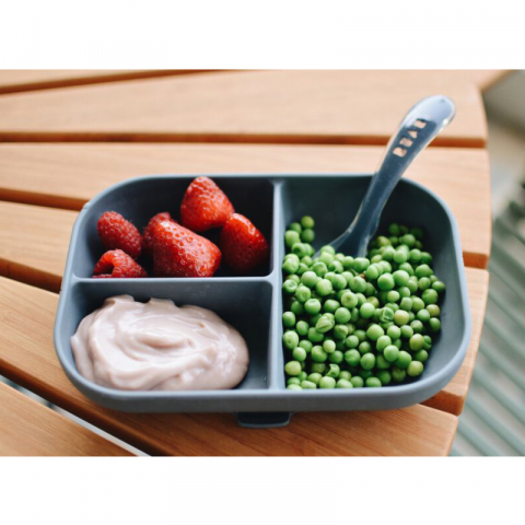 Farfurie compartimentata din silicon cu ventuza Beaba Mineral Grey [1]