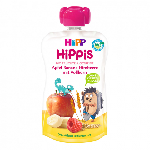 HiPP - Piure si Cereale HiPP Hippis mar, banana, zmeura, cereale integrale 100 g