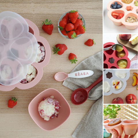 Recipient ermetic silicon multiportii 6x150 ml Beaba Old Pink [3]