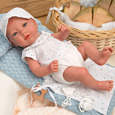 Papusa Reborn bebelus realist Arias Claudio 38 cm White/Blue [2]