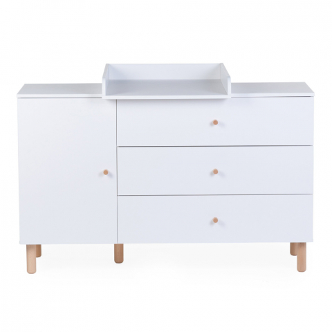 Childhome - Comoda Childhome Wonder White 137x75x93 cm cu masa de infasat