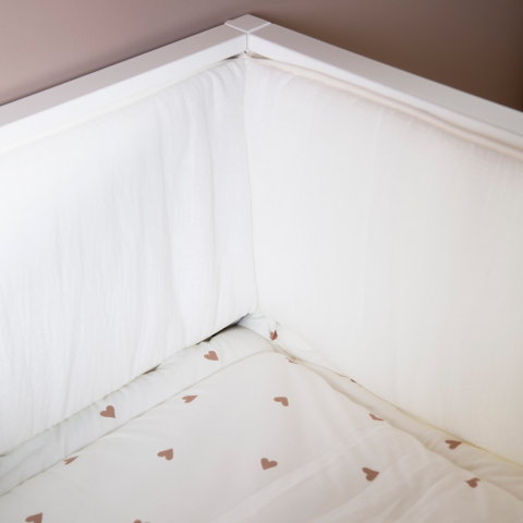 Protectie patut Childhome 35x340 cm Jerse/Muselina, Inimioare [5]