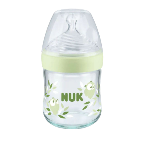 Nuk - Biberon Nuk Nature Sense Sticla 120 ml Control Temperatura Tetina Silicon S 0-6 luni Verde