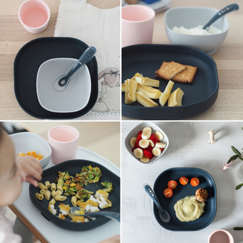 Set de masa silicon Beaba 4 piese Night Blue [2]