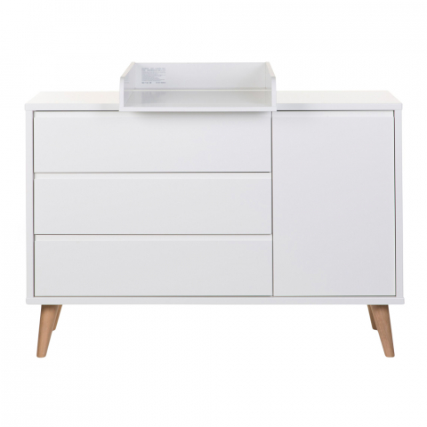 Childhome - Comoda Childhome Retro Rio 133x50x90 cm cu masa de infasat, MDF Alb