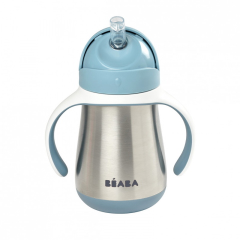 Beaba - Cana cu pai din inox Beaba 250 ml Windy Blue