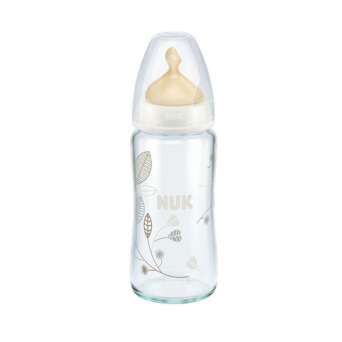 Nuk - Biberon Nuk First Choice Plus Sticla 240 Ml Tetina Latex M 0-6 luni Alb