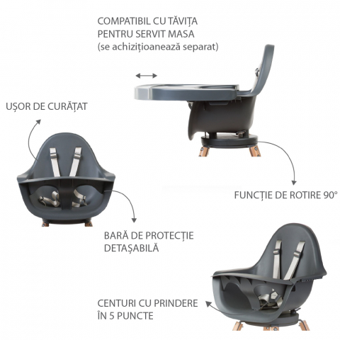 Scaun de masa reglabil in inaltime Childhome Evolu One.80, Natural/Antracit [4]