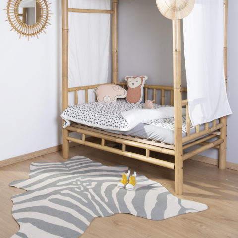 Covor Bumbac Childhome 145x160 cm, Zebra Gri [3]