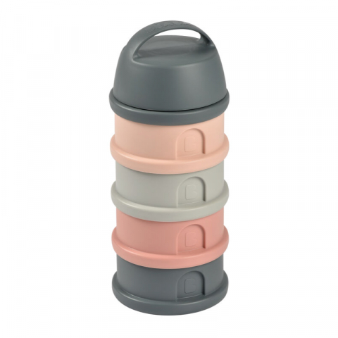 Beaba - Recipient lapte praf 4 compartimente Beaba Mineral Grey/Pink