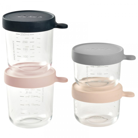 Beaba - Set Beaba 4 recipiente sticla 150/250 Pink