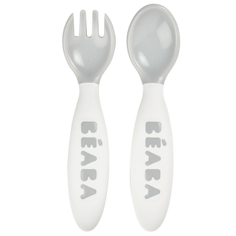 LINGURIȚE ȘI FURCULIȚE - Set lingurita si furculita ergonomica- Gri