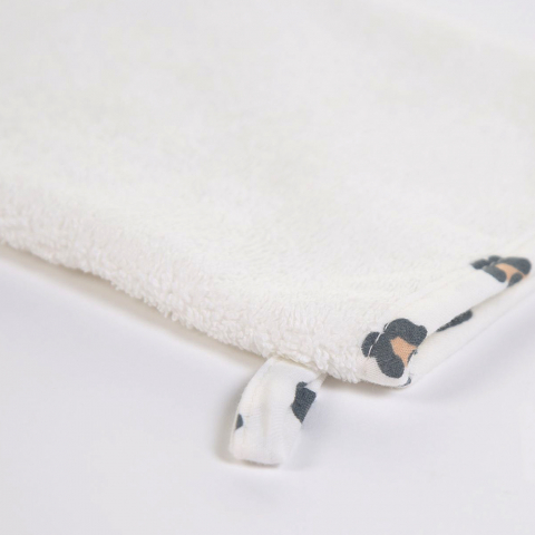 Prosop cu gluga si manusa de baie Childhome Jerse/Frotir 80x80 cm, Leopard [3]