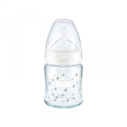 Nuk - Biberon Nuk First Choice Plus Sticla 120 ml Tetina Silicon M 0-6 luni Alb
