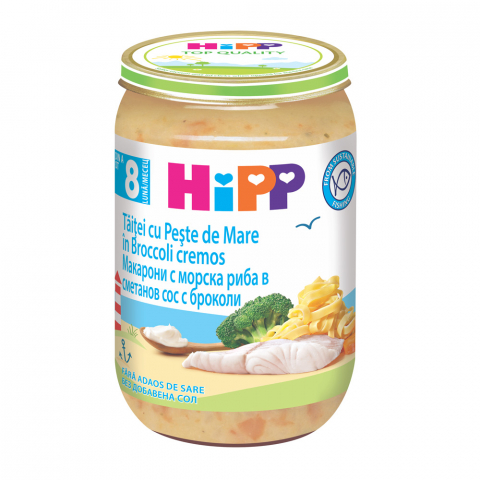 HiPP - Meniu Hipp cu taitei cu peste de mare in broccoli cremos 220 gr