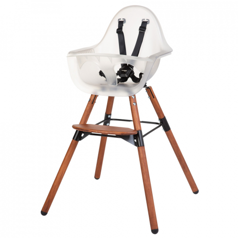 Scaune de masa si accesorii - Scaun de masa reglabil in inaltime Childhome Evolu 2 Natural inchis/Alb transparent