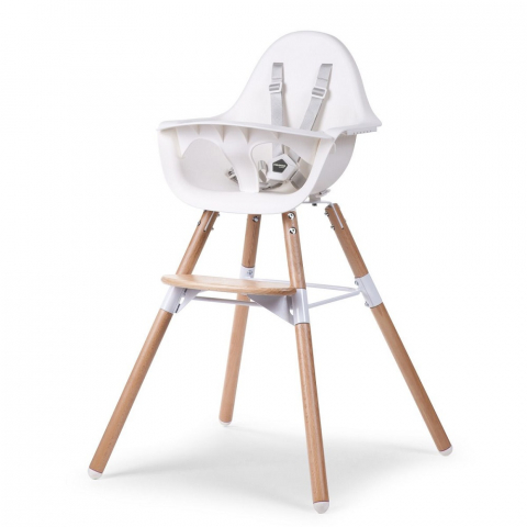 Scaune de masa si accesorii - Scaun de masa reglabil in inaltime Childhome Evolu 2 Natural/Alb