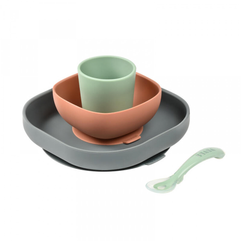 ACCESORII PENTRU MASĂ - Set de masa silicon Beaba 4 piese Mineral