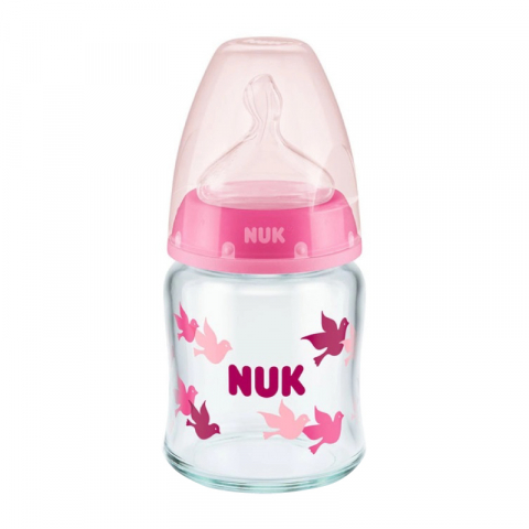Nuk - Biberon Nuk First Choice Sticla 120 ml Control Temperatura Tetina Silicon M 0-6 luni Roz