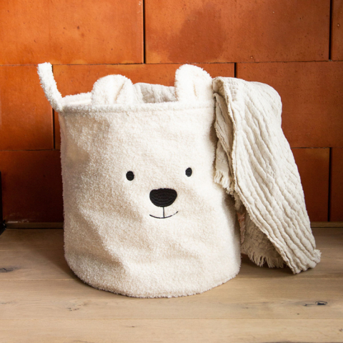 Cos depozitare Childhome 40x40x40 cm, Teddy Alb [2]
