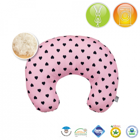 Perna Alaptare Fiziologica Husa Bumbac Model Roz-Inimioare 72 cm [1]