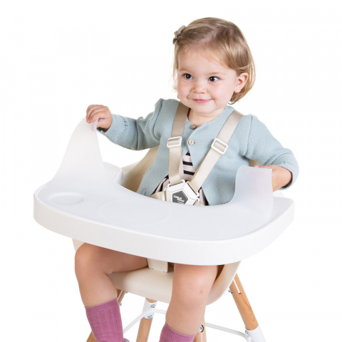 Tavita scaun de masa Childhome Evolu + Protectie din silicon, Alb [3]