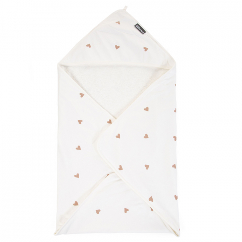 Prosop cu gluga si manusa de baie Childhome Jerse/Frotir 80x80 cm, Inimioare [3]