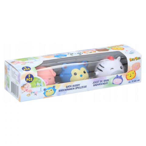 Eddy Toys - Set 3 jucarii de baie Eddy Toys, Porcusor, Soricel, Zebra
