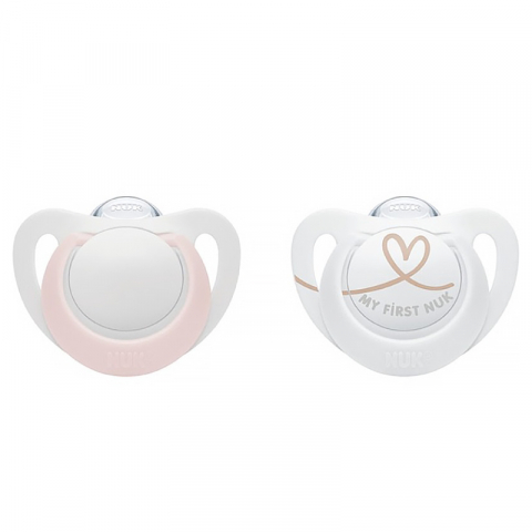 Nuk - Suzeta Nuk Star Silicon 0-2 luni Roz, Set 2 Bucati