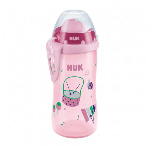 Nuk - Cana Nuk Flexi 300 ml cu pai moale de la 12 luni Roz