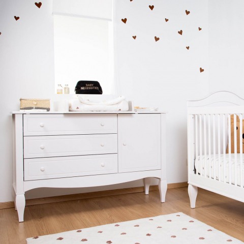 Comoda Childhome Romantic 136.8x73.3x103.4 cm cu masa de infasat, MDF Alb [4]