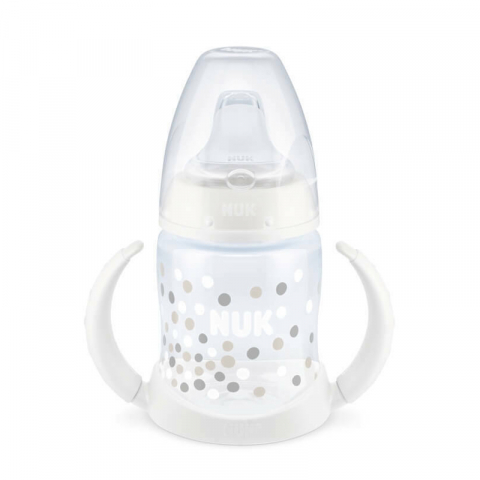 Nuk - Biberon Nuk First Choice 150 ml Cu Toarte Si Adaptor Din Silicon Alb 6 luni+