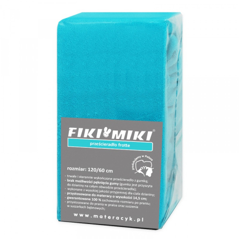 Fiki Miki - Cearsaf cu elastic din frotir Turcoaz 120/60 cm
